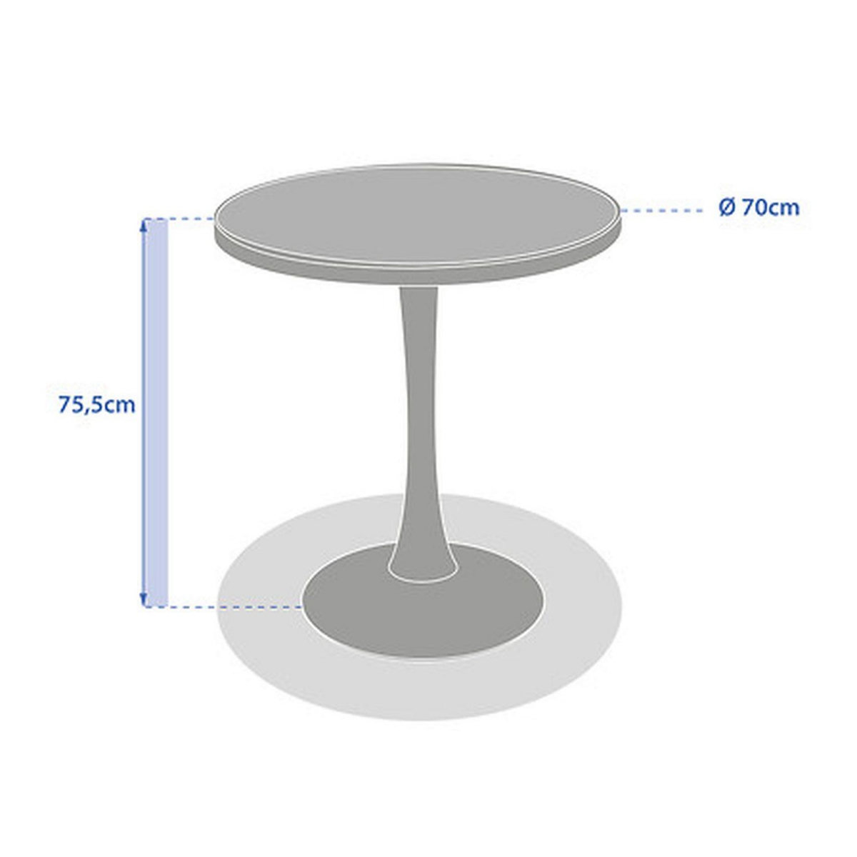 HESPERIDE Table de jardin bistro ronde en aluminium effet bois 2 places OVIALON - Lin et argile