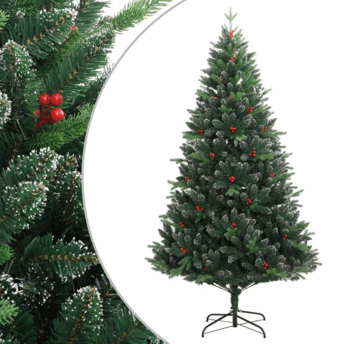 VIDAXL Sapin de Noël artificiel à charnières avec baies rouges 180 cm