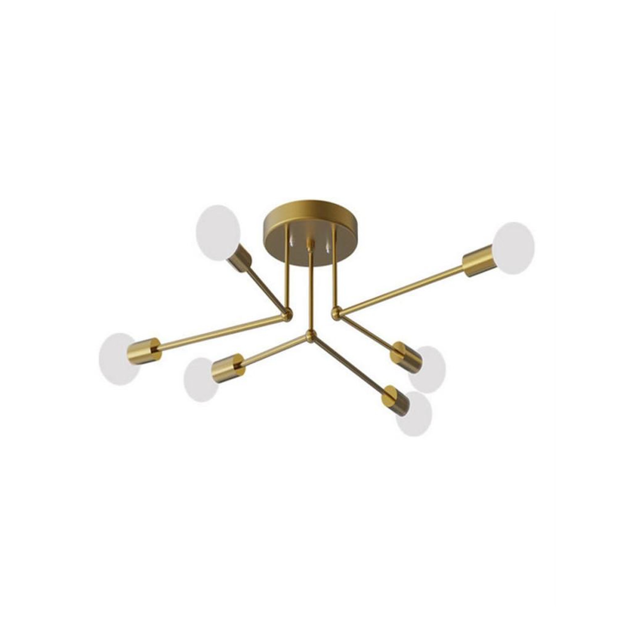 Lustre suspension style nordique moderne 6 lampes à finition dorée, verre transparent, ampoules LED E27