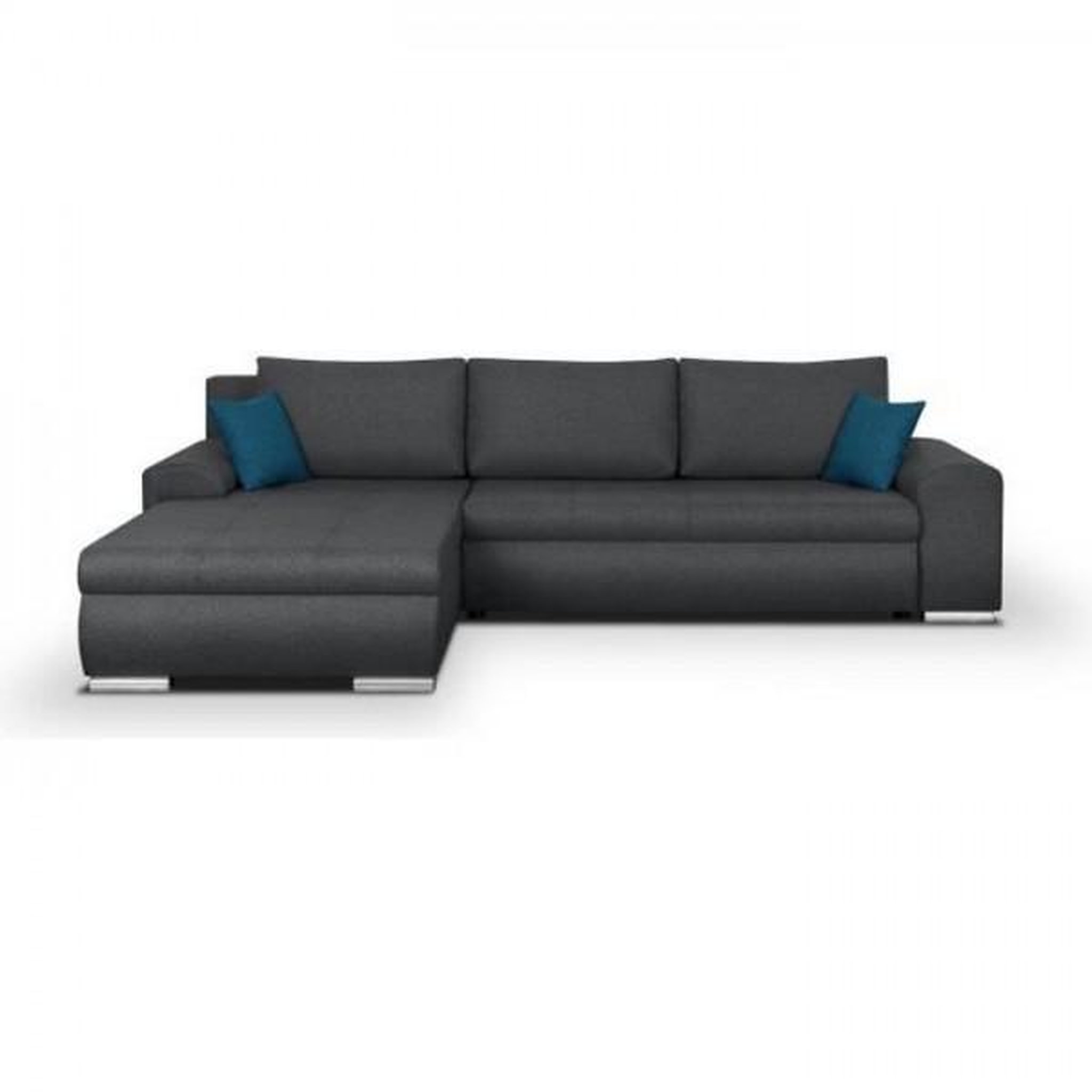 MARKET24 Canapé d'angle convertible réversible 5 places Indian - Tissu gris foncé - L 289 x P 94/188 x H 88 cm