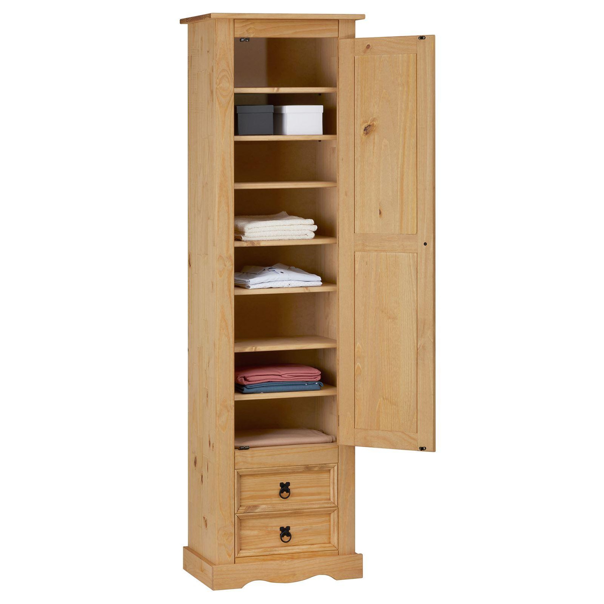 Voir la diapositive 4 : IDIMEX Armoire TEQUILA avec 1 porte et 2 tiroirs, en pin massif