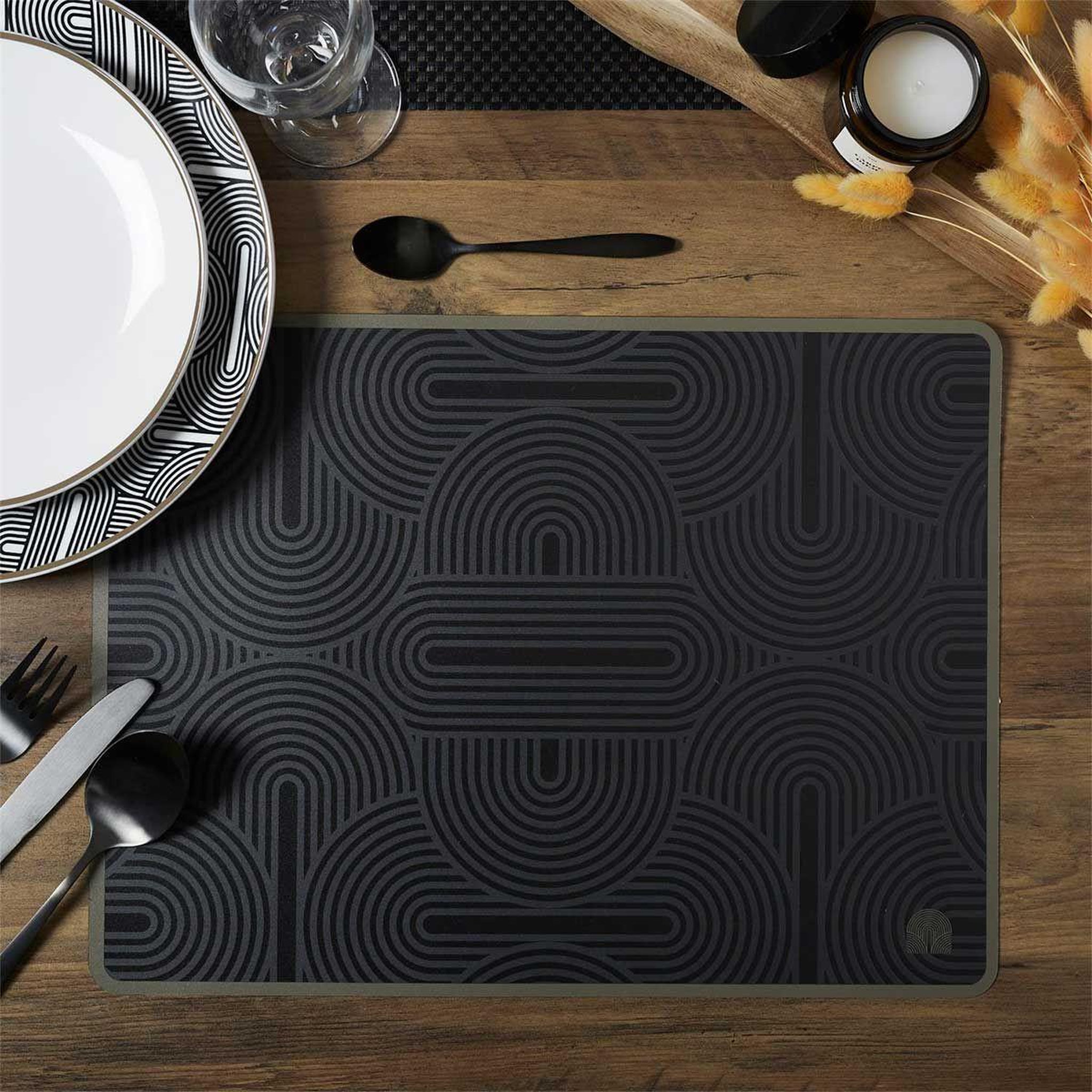 Voir la diapositive 2 : The Home Deco Factory Set de table imprimé  lounge  30x40cm noir