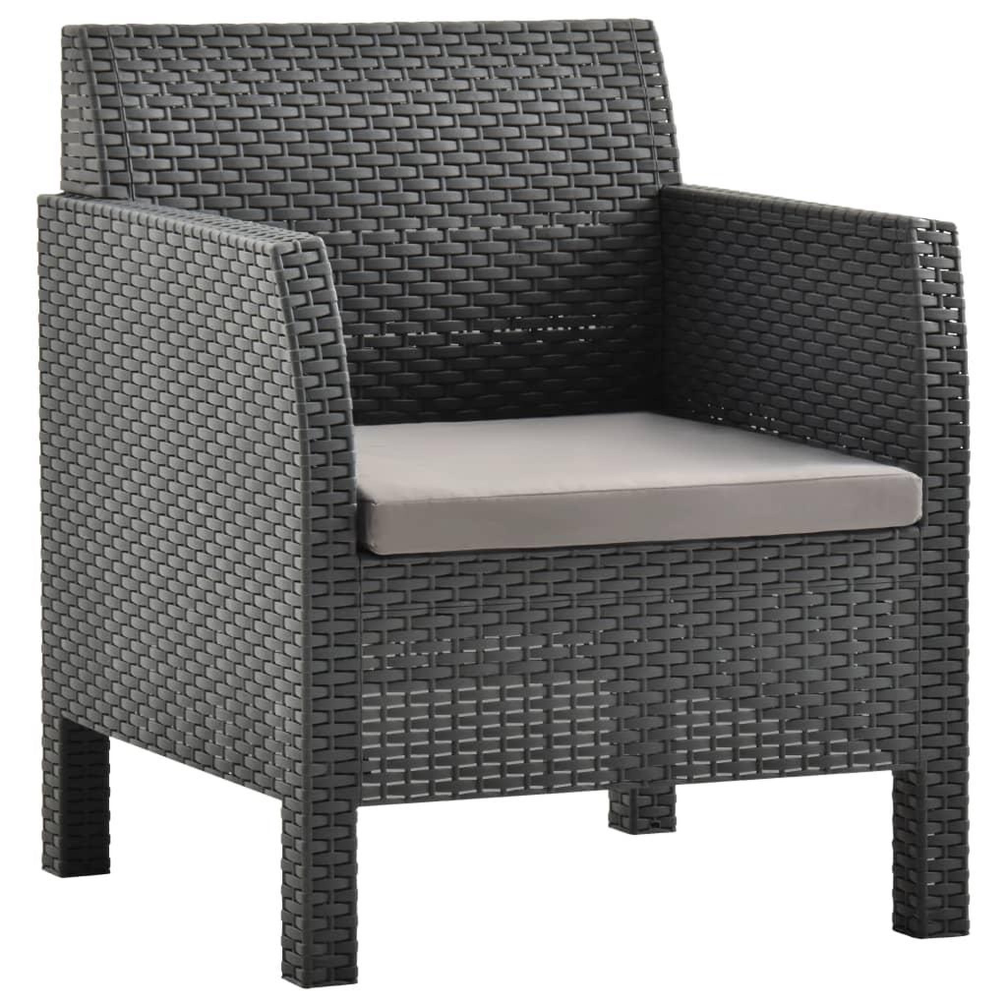Voir la diapositive 3 : VIDAXL Salon de jardin 4 pcs avec coussins PP Rotin Anthracite