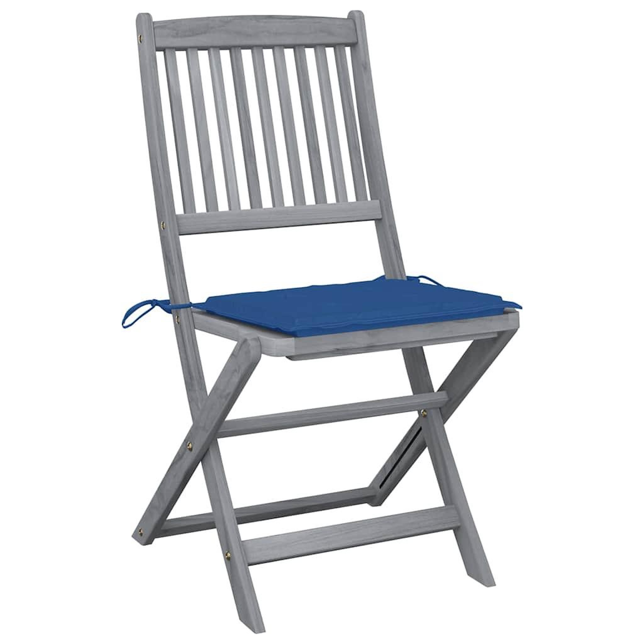 Voir la diapositive 2 : VIDAXL Chaises pliables d'exterieur lot de 4 et coussins Bois d'acacia