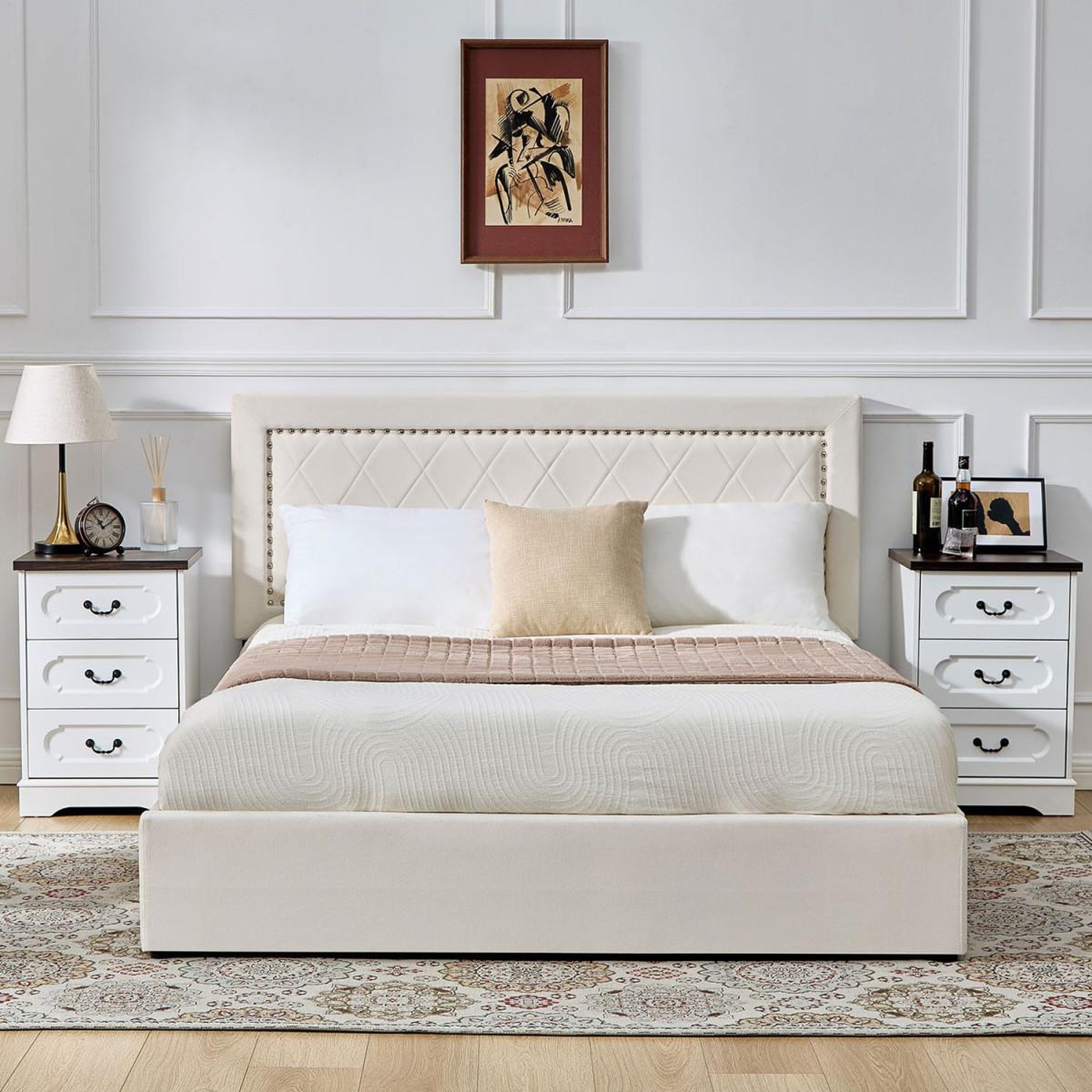 Voir la diapositive 5 : Paris Prix Lit coffre en velours  digo  160x200cm beige