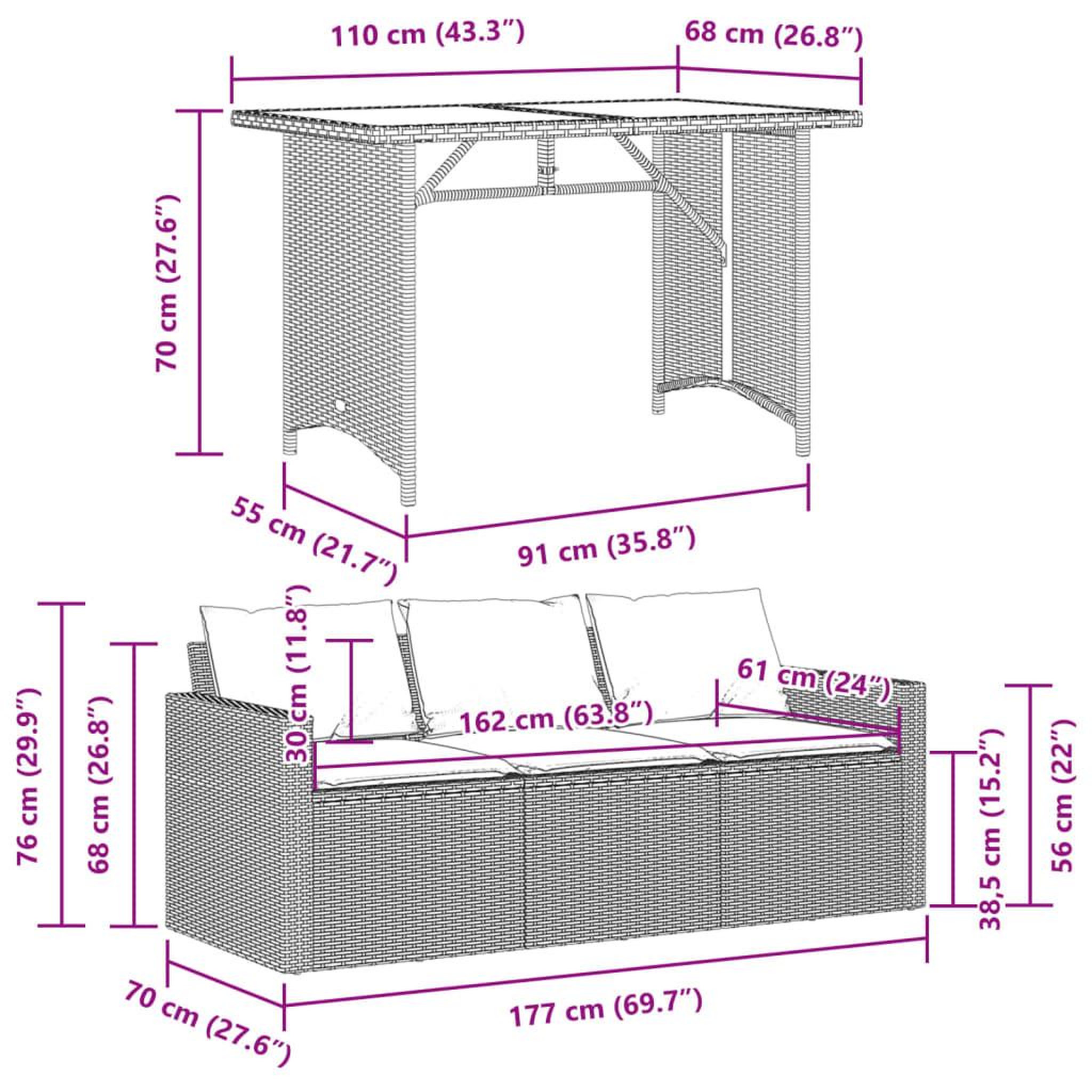 Voir la diapositive 6 : VIDAXL Ensemble a manger de jardin avec coussins 2 pcs marron rotin