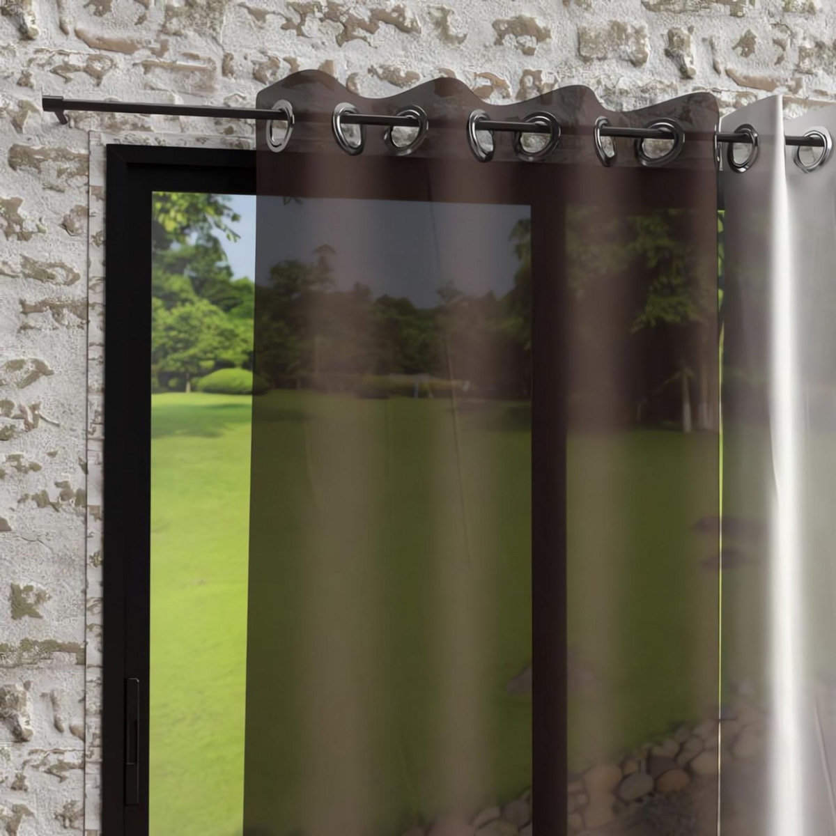 SOLEIL D'OCRE Voile à oeillets effet froissé 135x250 cm BOHEME, par Soleil d'Ocre