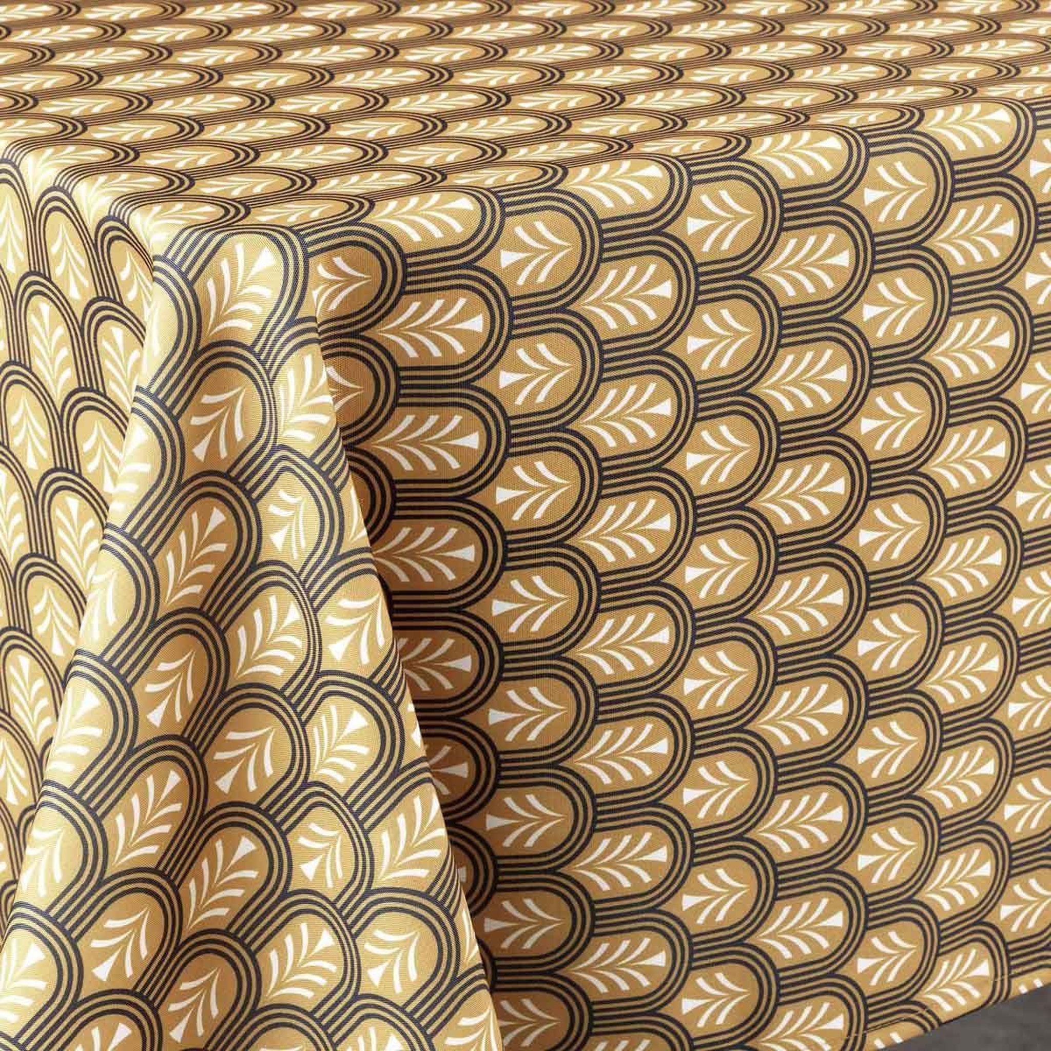 Voir la diapositive 2 : Douceur d'Intérieur Nappe imprimée  manuella  145x240cm jaune