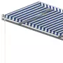 VIDAXL Auvent manuel retractable avec poteaux 4x3,5 m Bleu et blanc