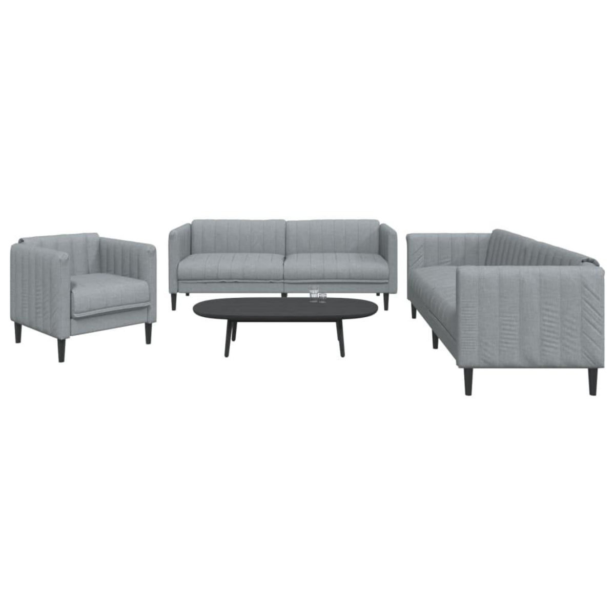 VIDAXL Ensemble de canapes 3 pcs gris clair tissu
