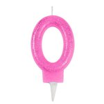 Paris Prix Bougie d'Anniversaire Paillette  Chiffre 0  7cm Rose