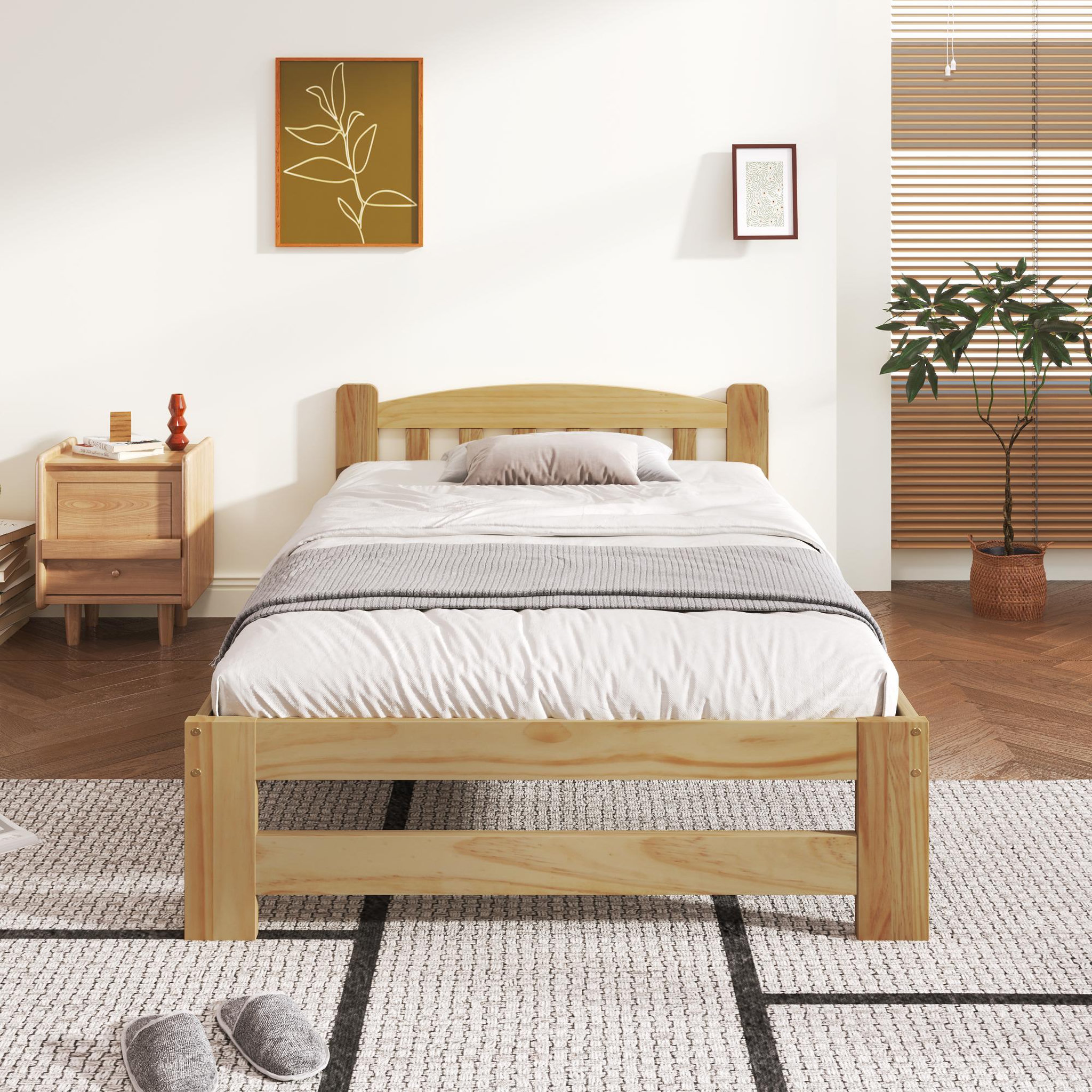 Voir la diapositive 2 : MERAX Lit simple 90x200cm bois coloris naturel