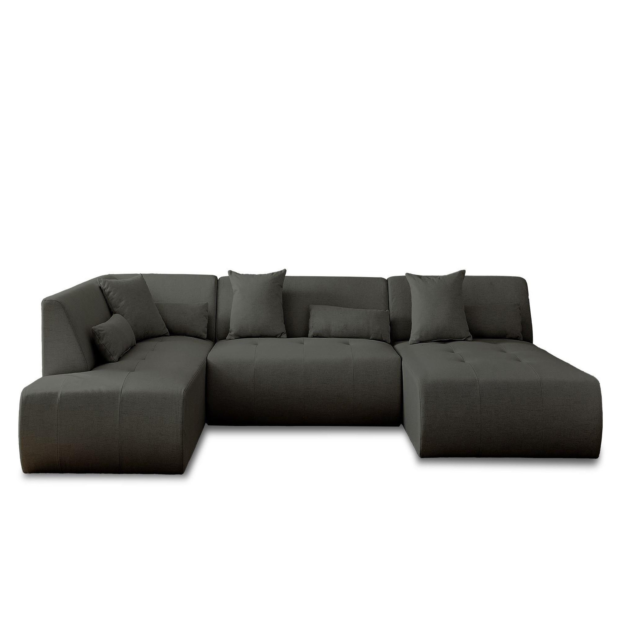 Voir la diapositive 1 : BEST MOBILIER Onyx - canapé modulable panoramique d'angle gauche 7 places - en tissu
