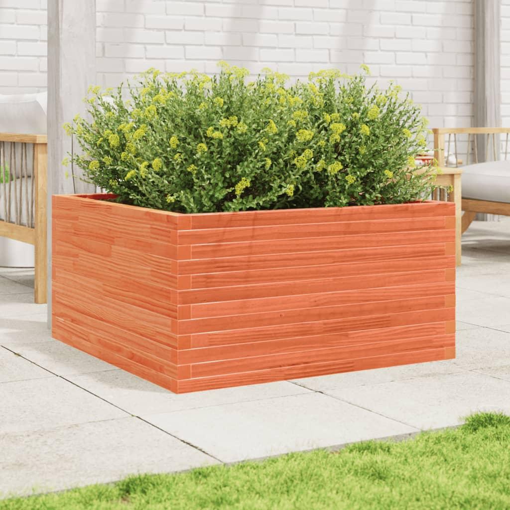 Voir la diapositive 3 : VIDAXL Jardiniere cire marron 90x90x46 cm bois de pin massif