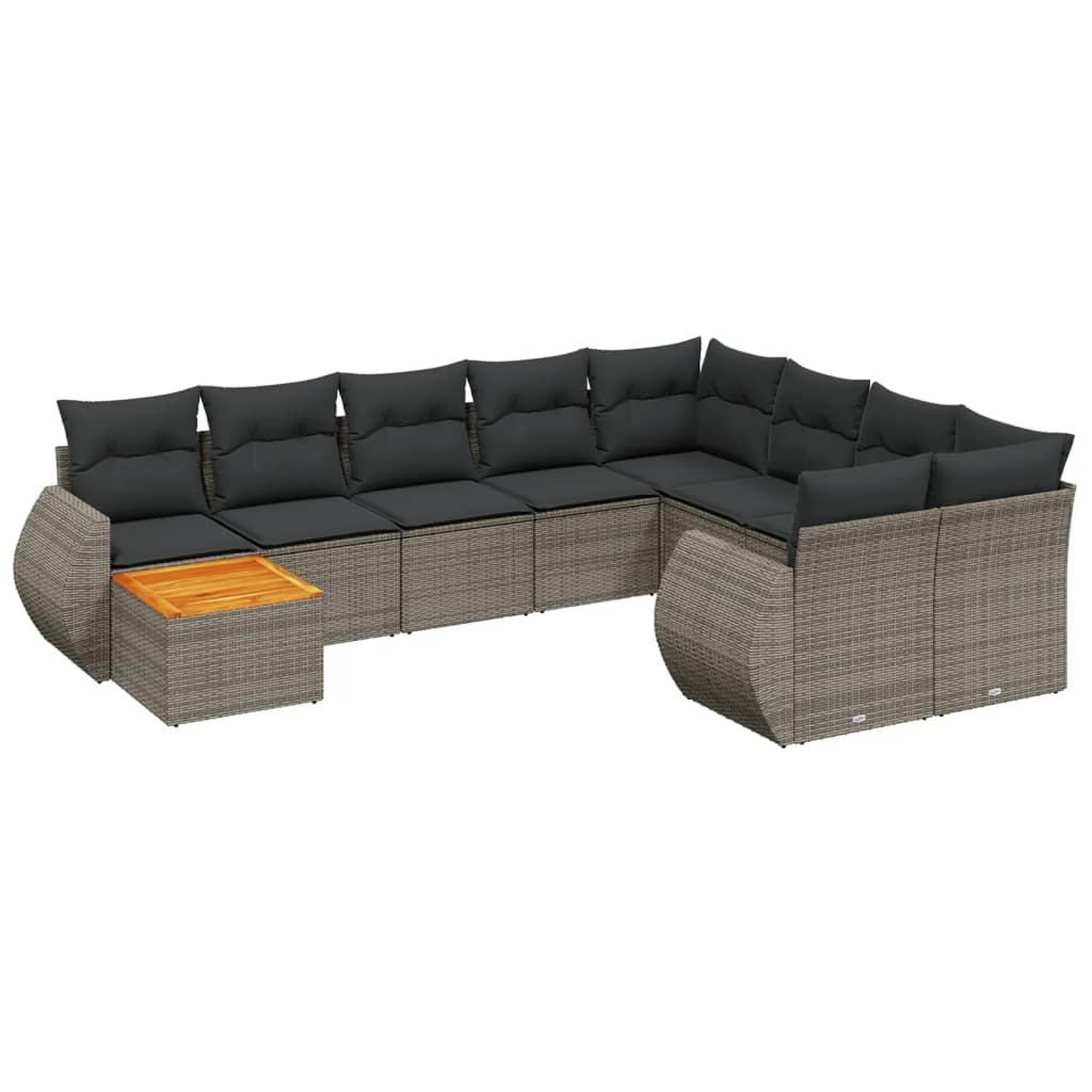 Voir la diapositive 2 : VIDAXL Salon de jardin avec coussins 10 pcs gris resine tressee