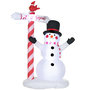 Voir la diapositive 1 : OUTSUNNY Bonhomme de neige gonflable avec pancarte 3 LED, décoration gonflable de Noël pour l'extérieur et l'intérieur, hauteur 213 cm, polyester imperméable, blanc