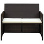 Voir la diapositive 2 : VIDAXL Canape de jardin a 2 places avec coussins Marron Resine tressee