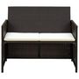 Voir la diapositive 2 : VIDAXL Canape de jardin a 2 places avec coussins Marron Resine tressee