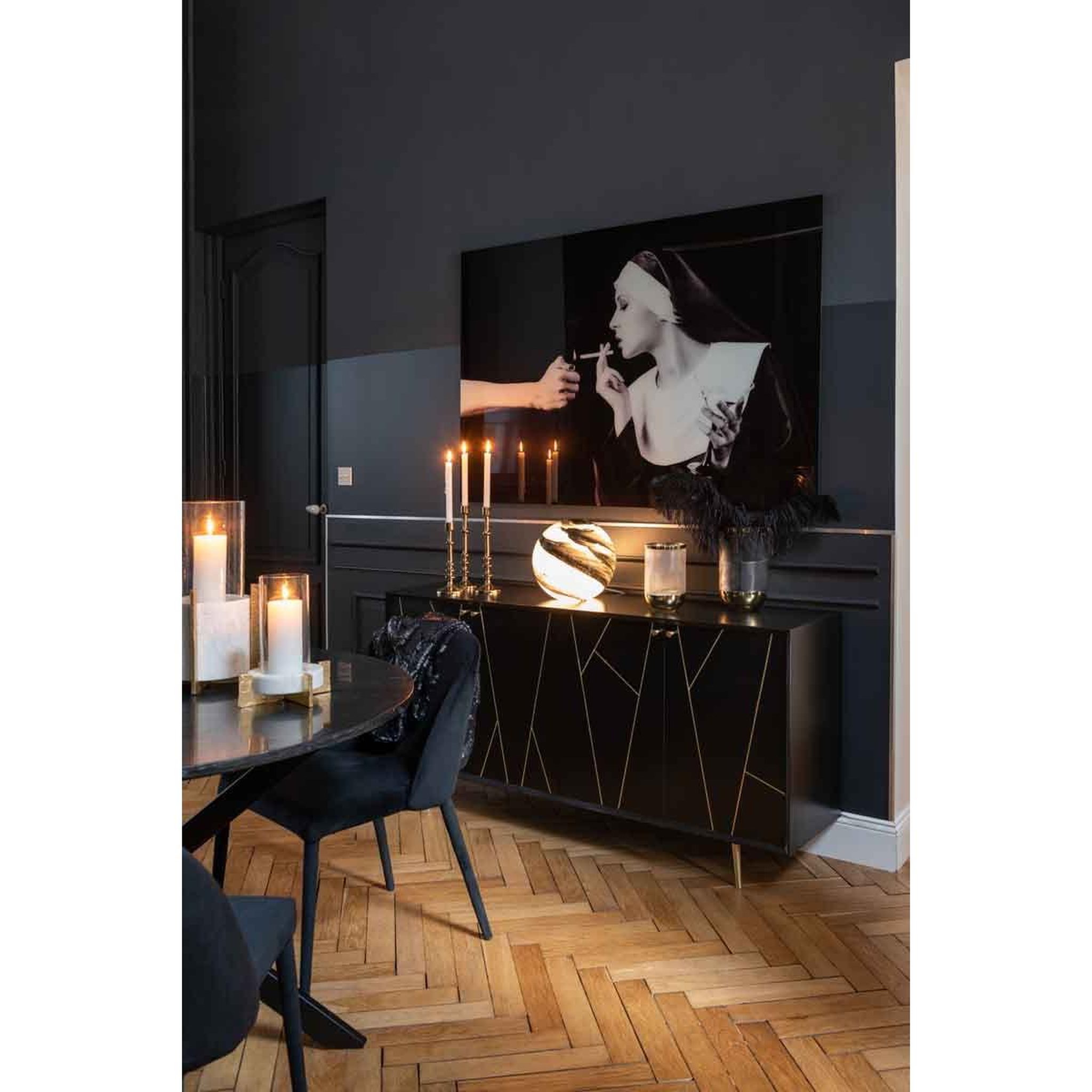 Voir la diapositive 3 : J-LINE Déco Murale en Verre  Religieuse  100x150cm Noir