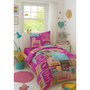Voir la diapositive 1 : Home collection Parure housse de couette 140x200cm 100%coton happy dessin pink shopping