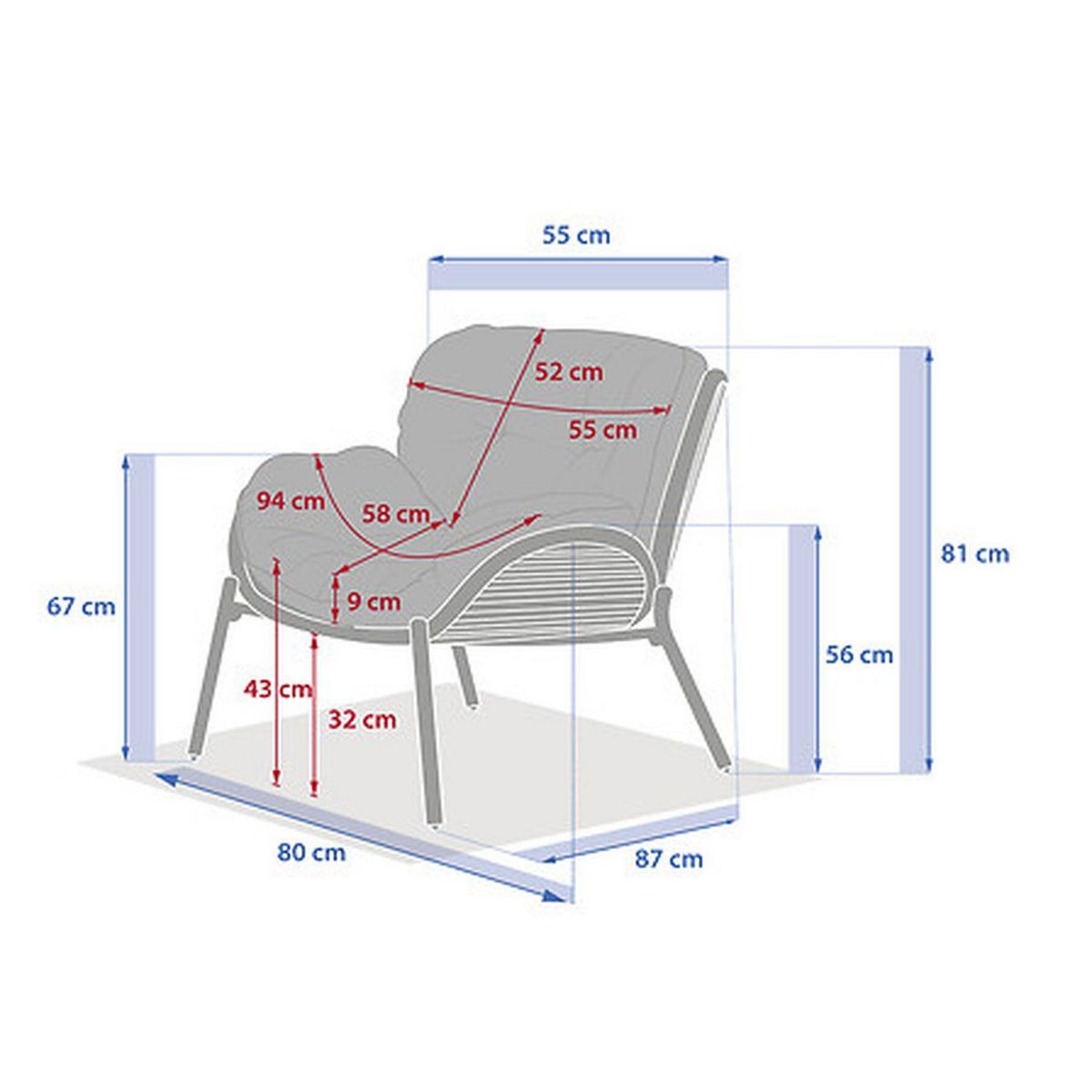 HESPERIDE Fauteuil de salon de jardin en acier effet bois MELOANE - Taupe