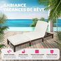 Voir la diapositive 3 : tectake Bain de soleil Transat en rotin Robuste marron
