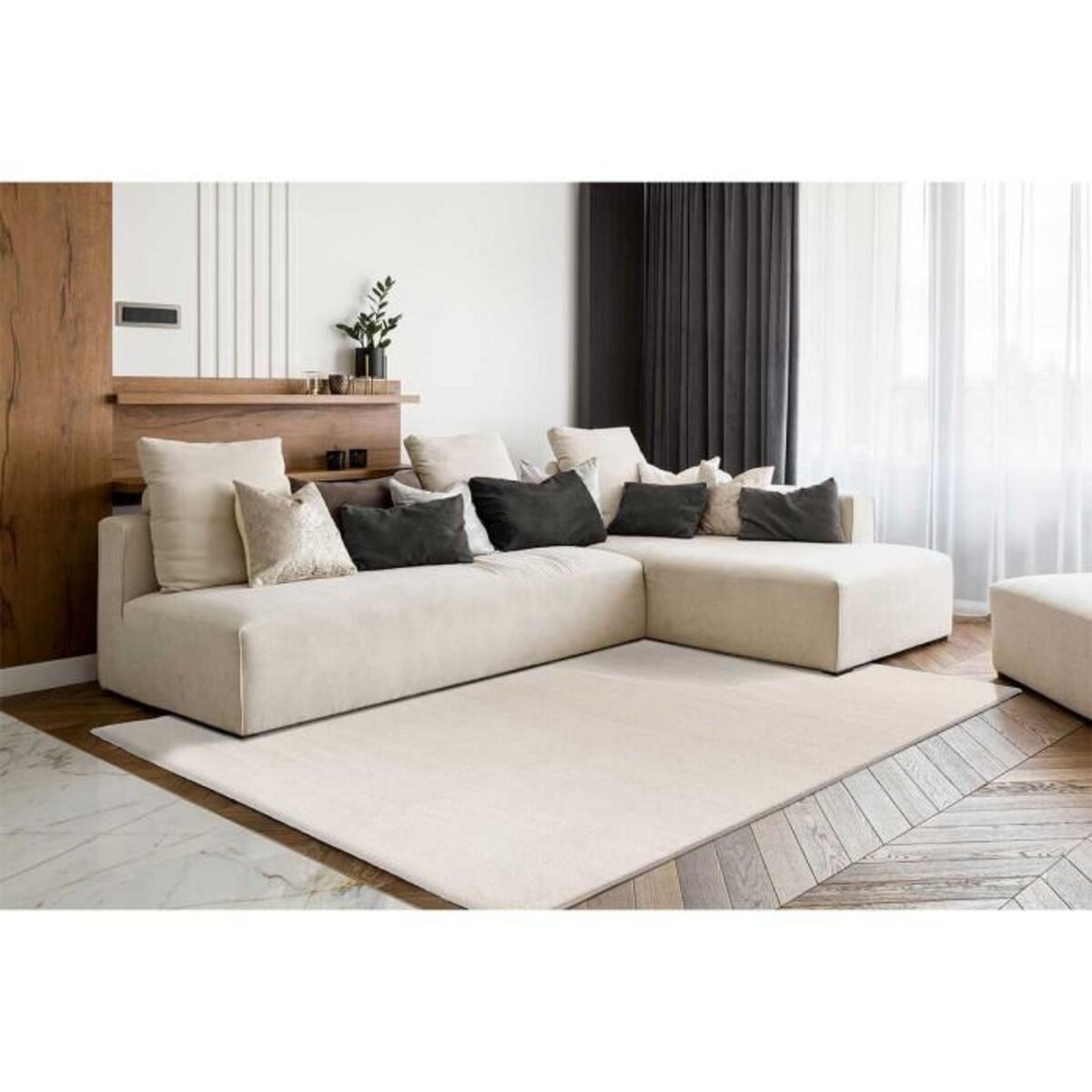 Paris Prix Tapis Tissé Shaggy à Poils Longs  Nila  Ivoire