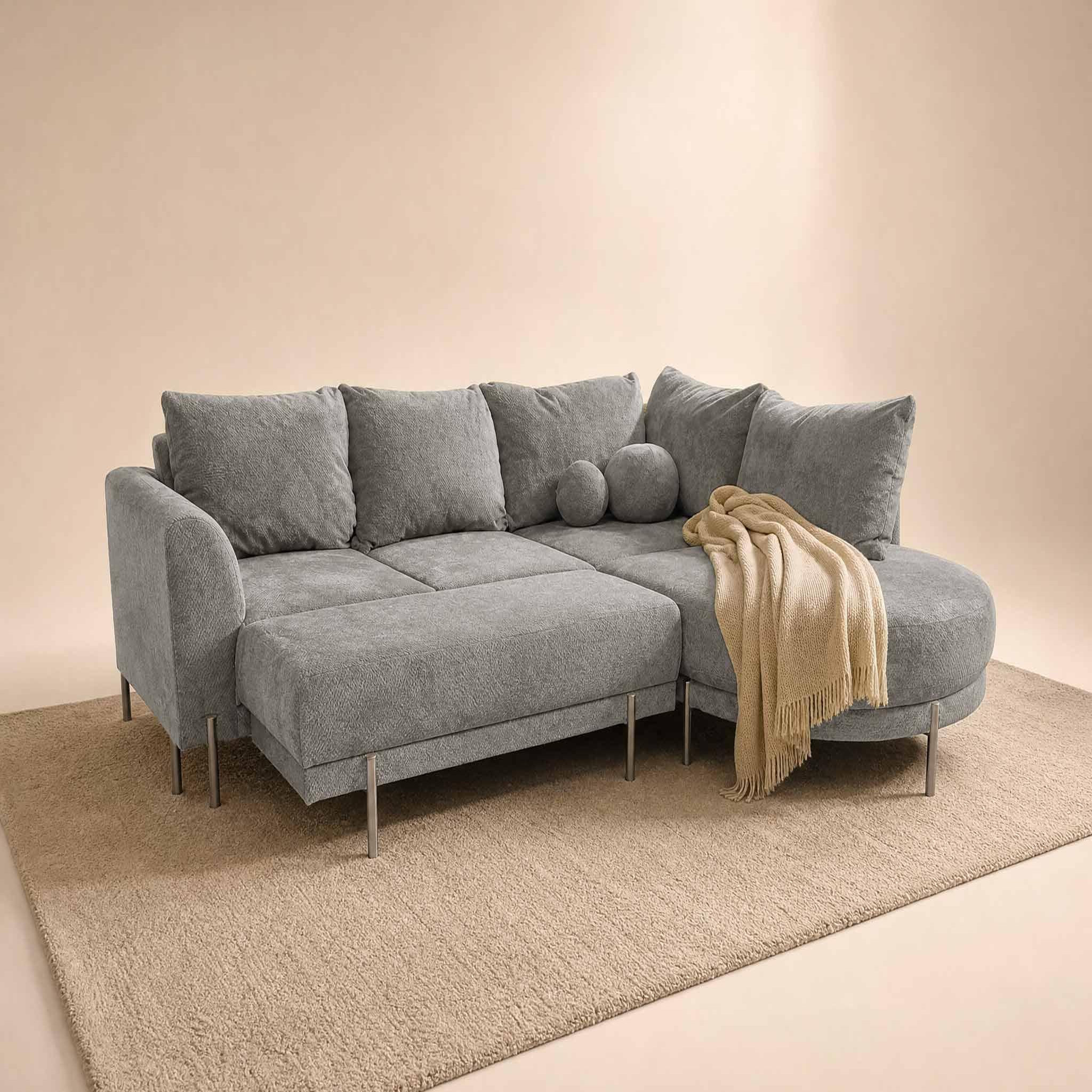 Voir la diapositive 2 : BEST MOBILIER Gabin - pouf en velours texturé