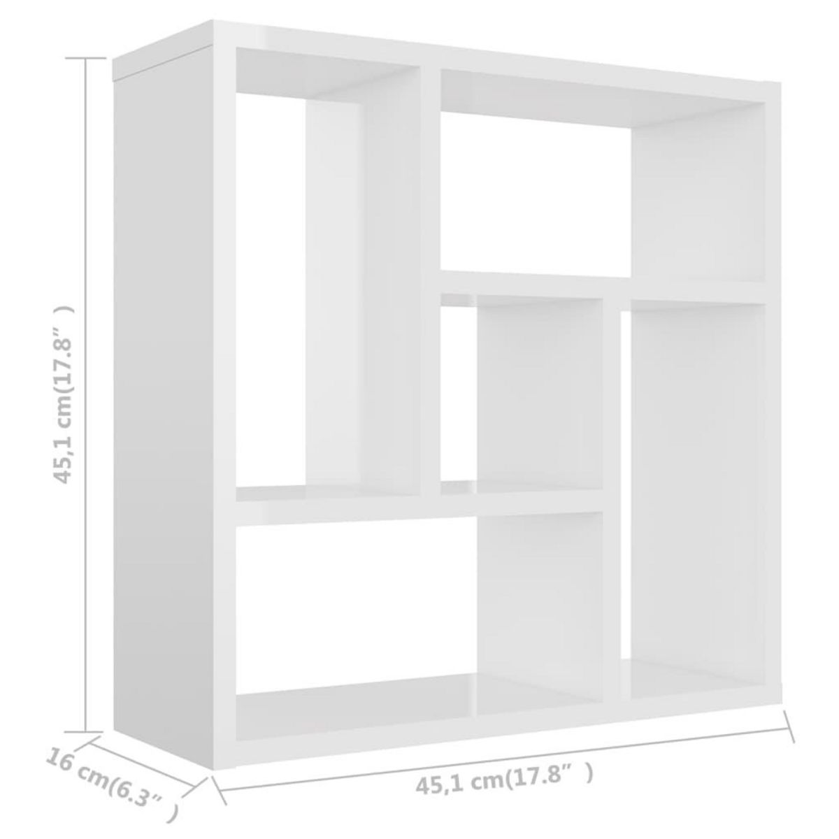 VIDAXL Etagere murale Blanc brillant 45,1x16x45,1 cm Bois d'ingenierie