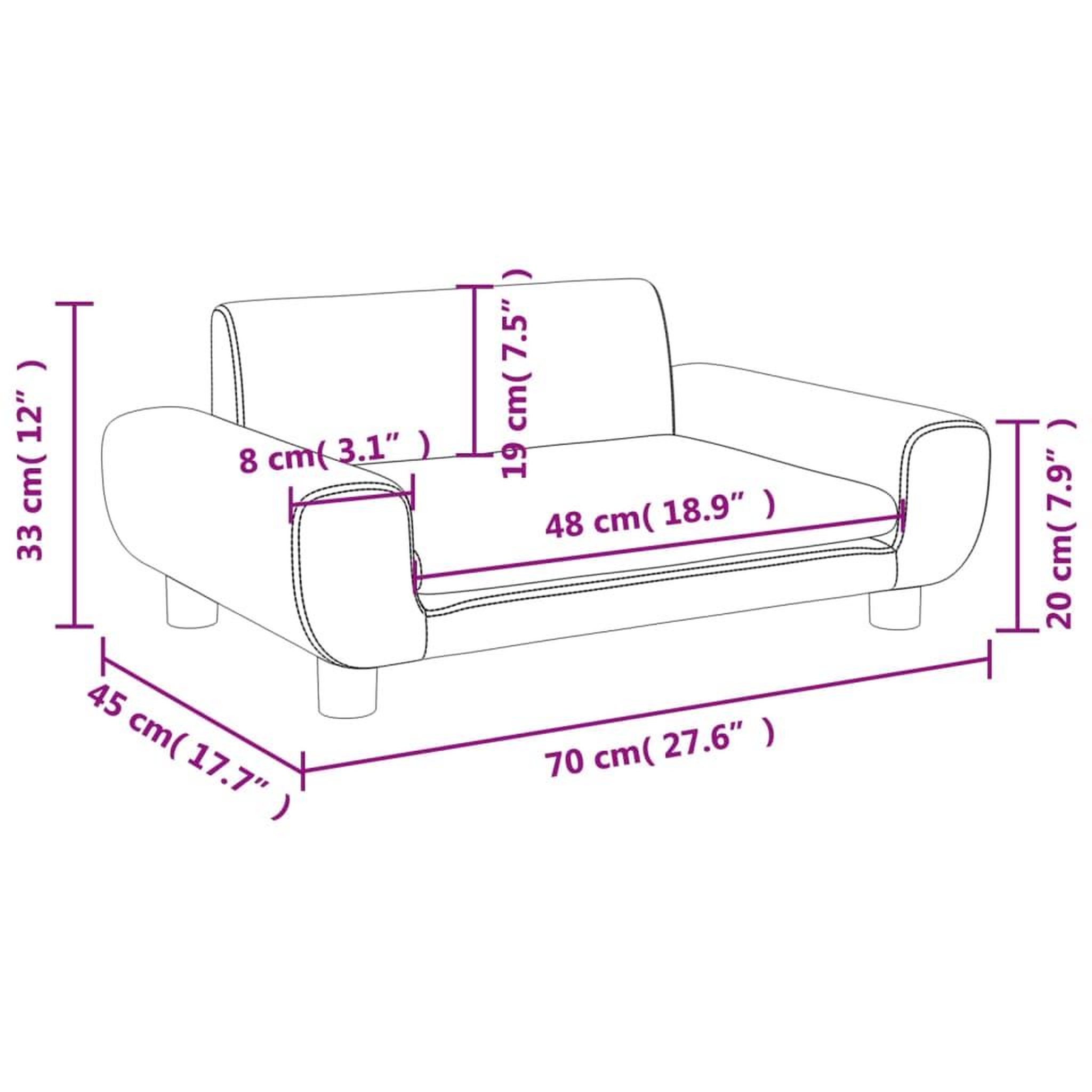 Voir la diapositive 6 : VIDAXL Canape pour enfants rose 70x45x33 cm velours