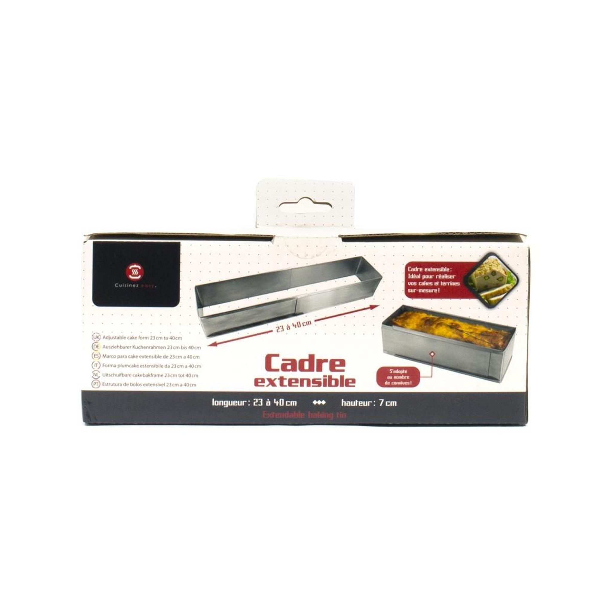 Voir la diapositive 5 : COOK CONCEPT Moule à cake inox  extensible  23-40cm argent
