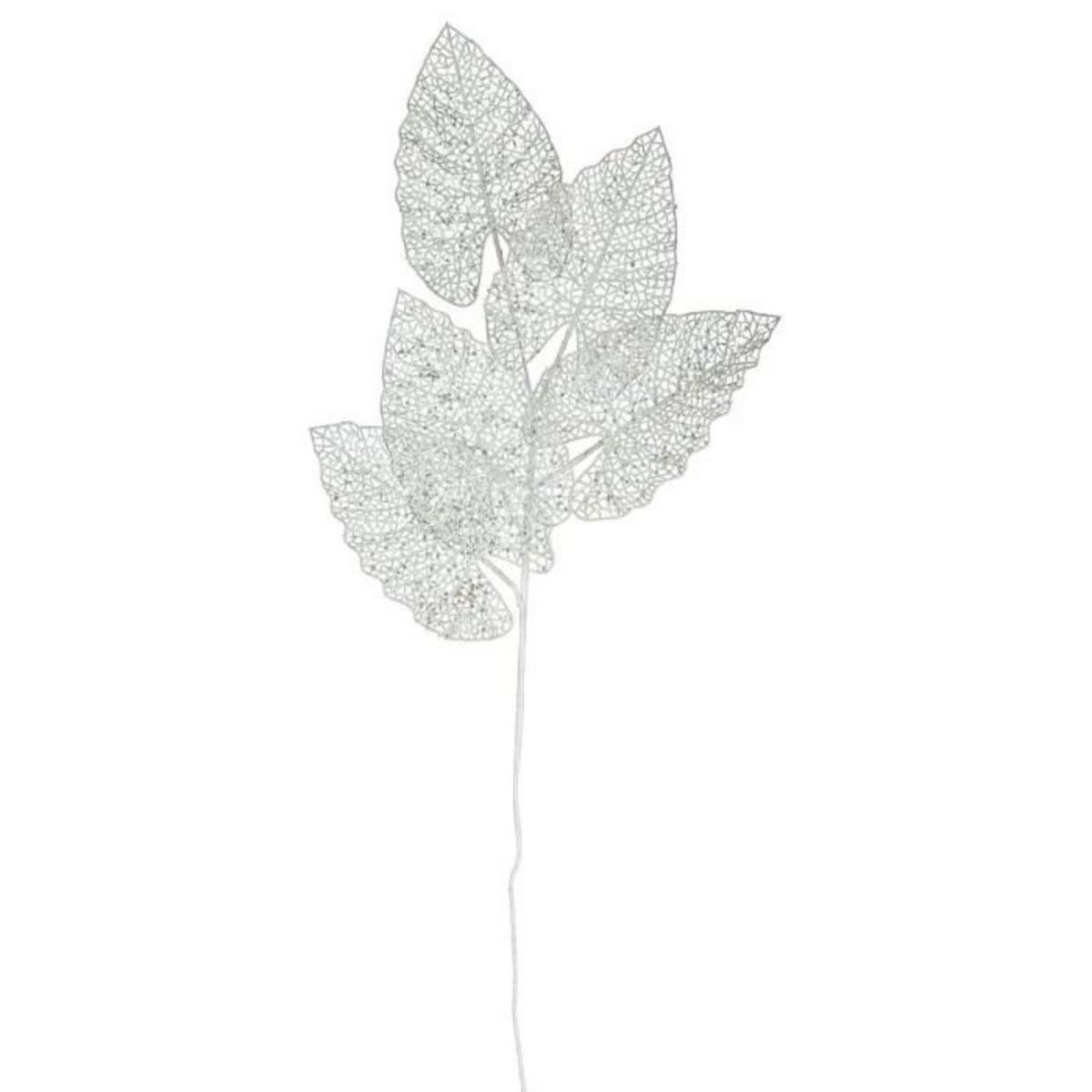 ATMOSPHERA Branche de 5 Feuilles Déco  Souffle Polaire  84cm Blanc