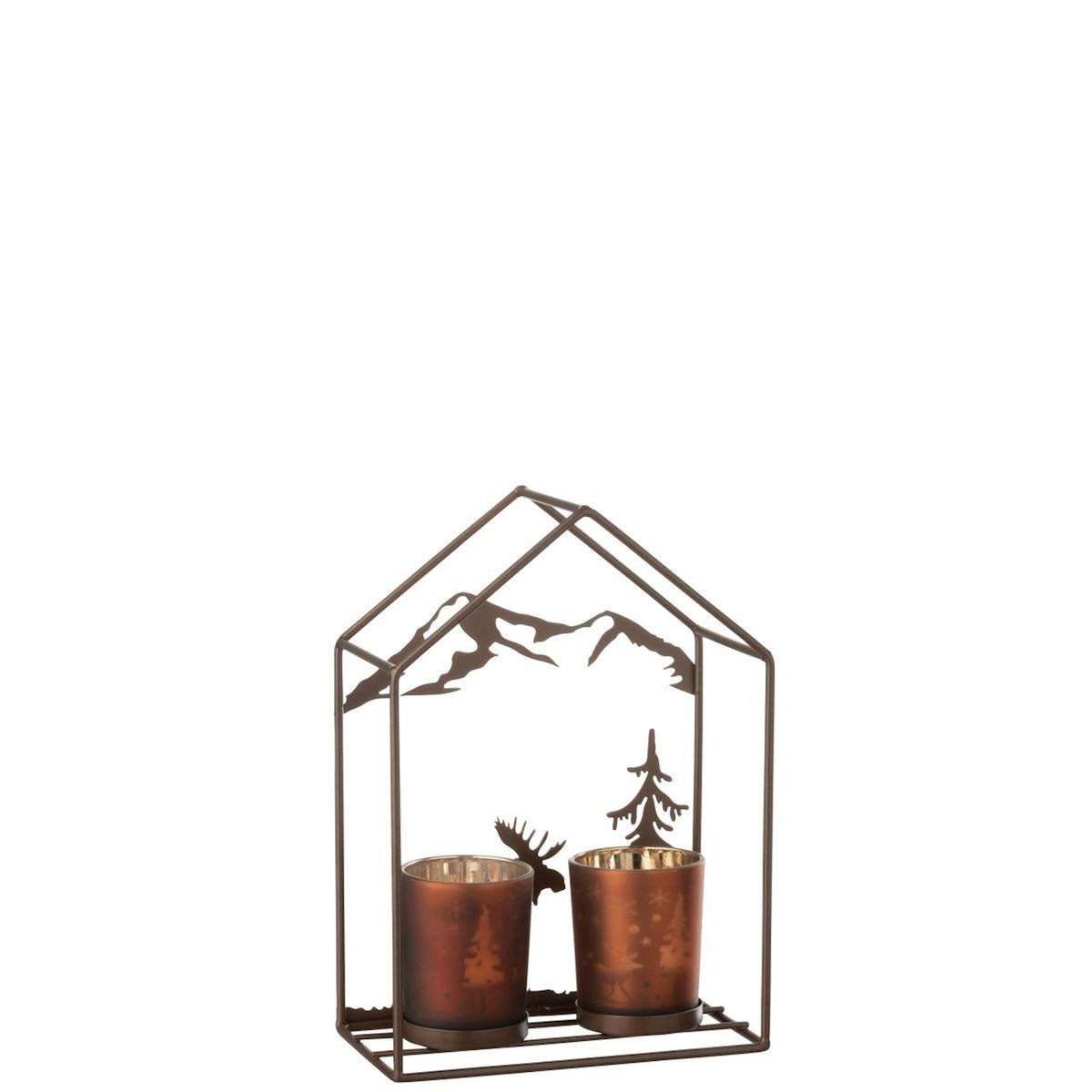 Paris Prix Photophore Maison en Métal  Chalet  22cm Marron