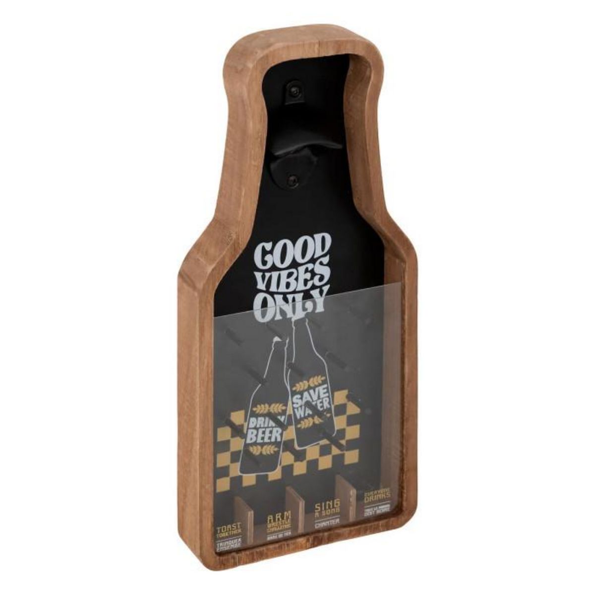 ATMOSPHERA Décapsuleur Mural en Bois  Family Corner  39cm Noir