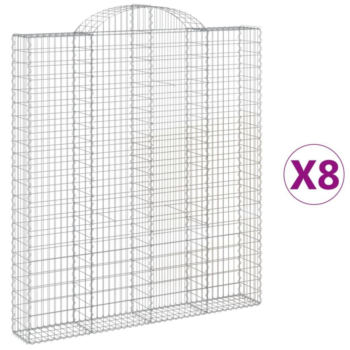 VIDAXL Paniers a gabions arques 8 pcs 200x30x220/240 cm fer galvanise