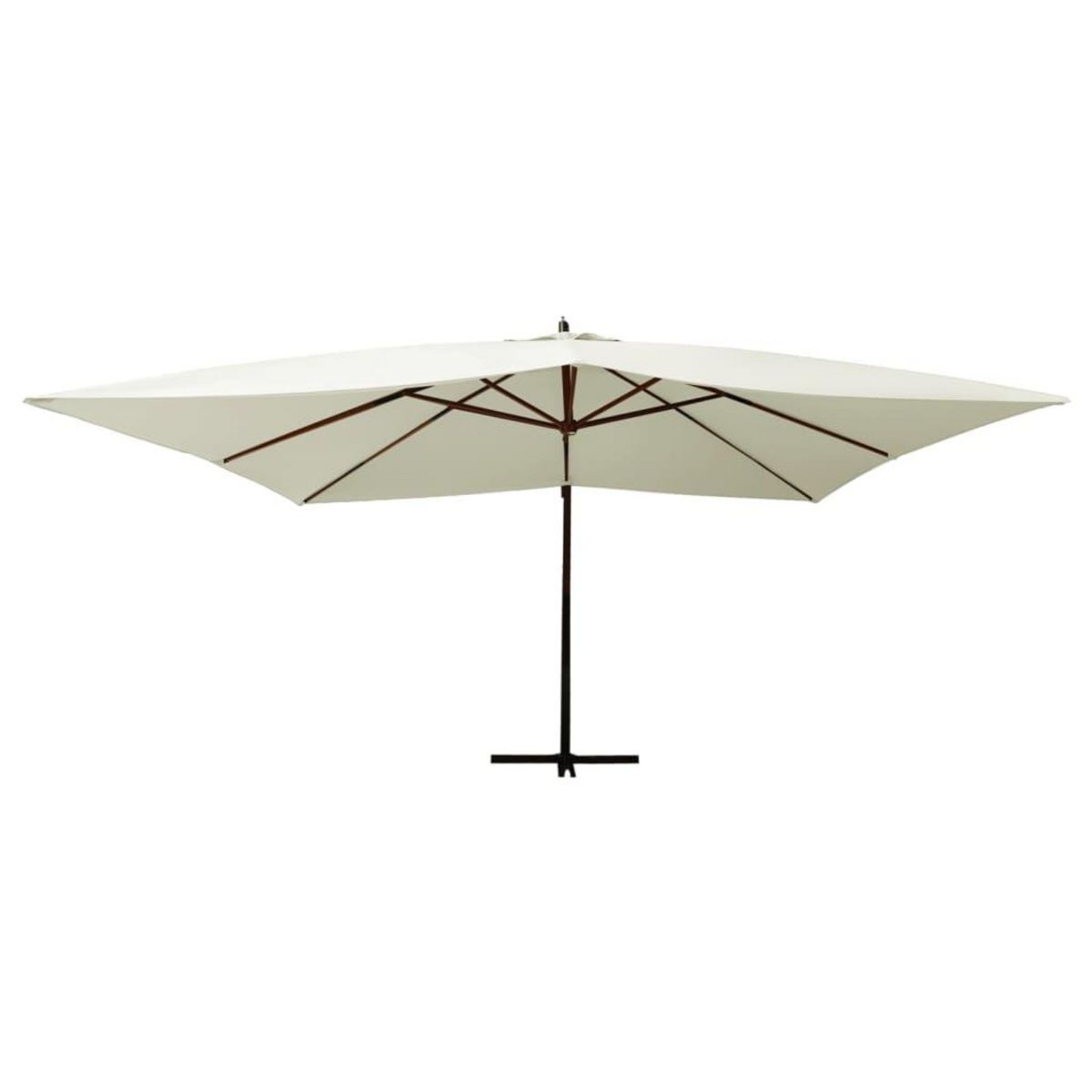 VIDAXL Parasol de jardin en porte-a-faux avec mat en bois blanc sable