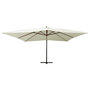 Voir la diapositive 2 : VIDAXL Parasol de jardin en porte-a-faux avec mat en bois blanc sable
