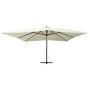 Voir la diapositive 2 : VIDAXL Parasol de jardin en porte-a-faux avec mat en bois blanc sable