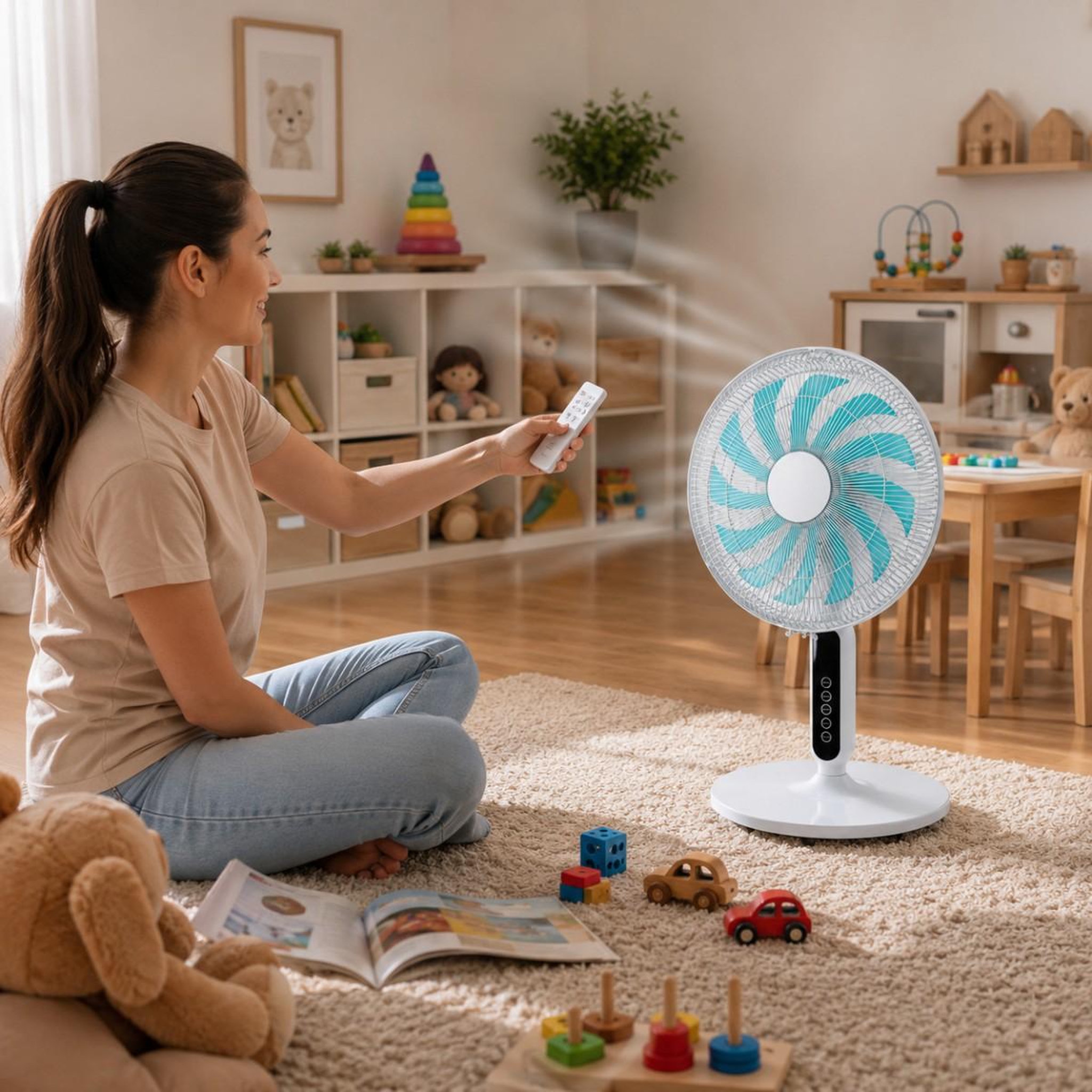 Voir la diapositive 4 : INTEC Ventilateur sur pied 55w 13 pales flux air puissant 3 hauteurs réglables télécommande minuterie ecran tactile intec