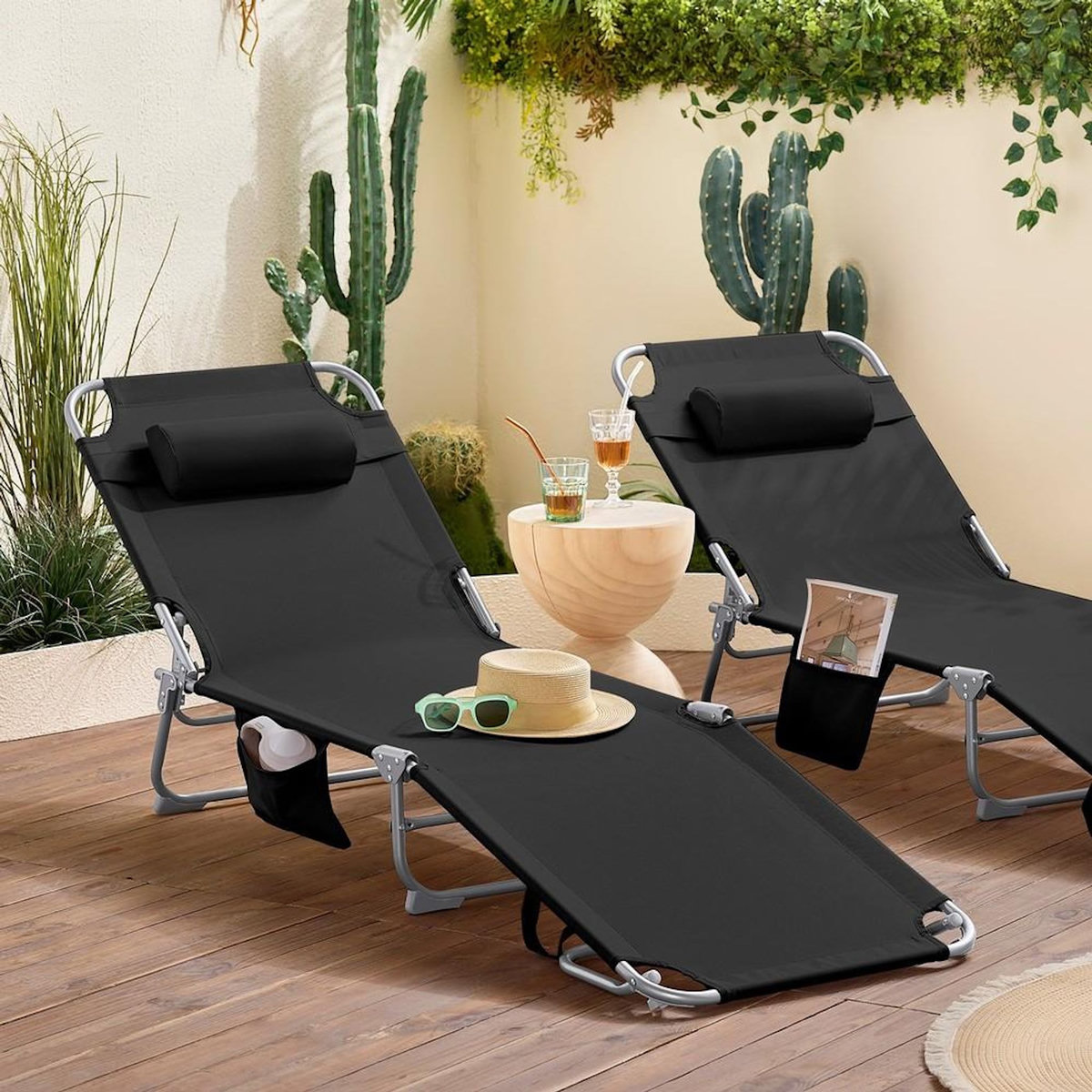 SOBUY SoBuy - Lot de 2 bains de soleil - Minimaliste - OGS35X2