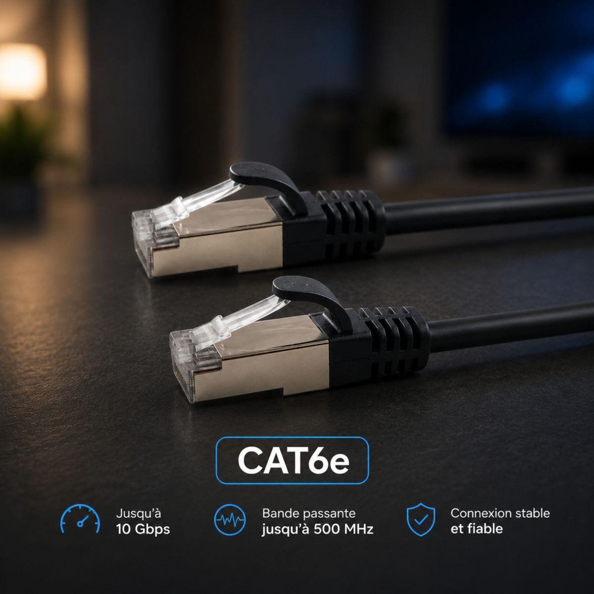 Voir la diapositive 4 : ESSENTIEL B Câble ethernet rj45 30m droit cat6e noir