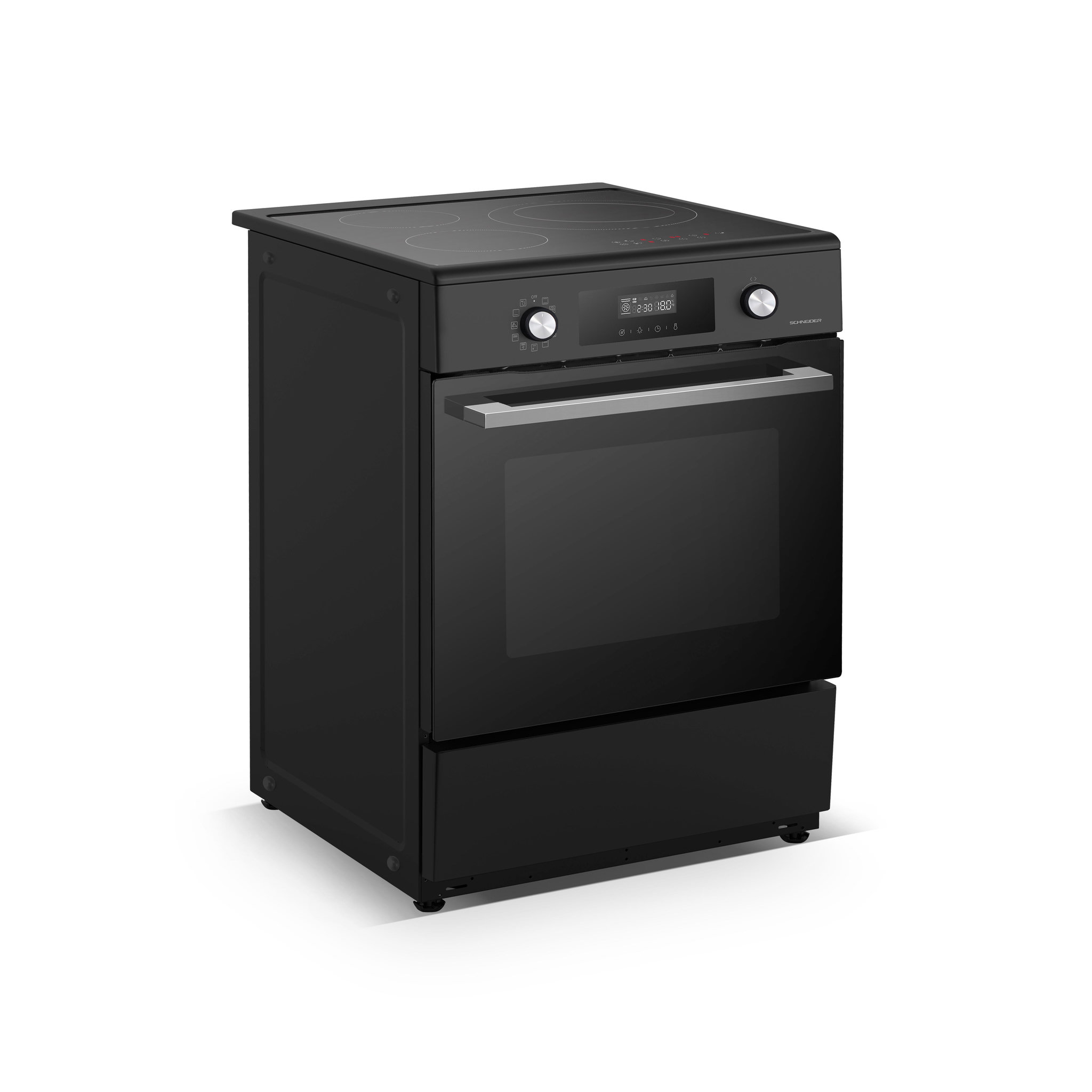 Voir la diapositive 5 : SCHNEIDER Cuisinière induction 60 cm 70 l black mat - scci70pmfp-b
