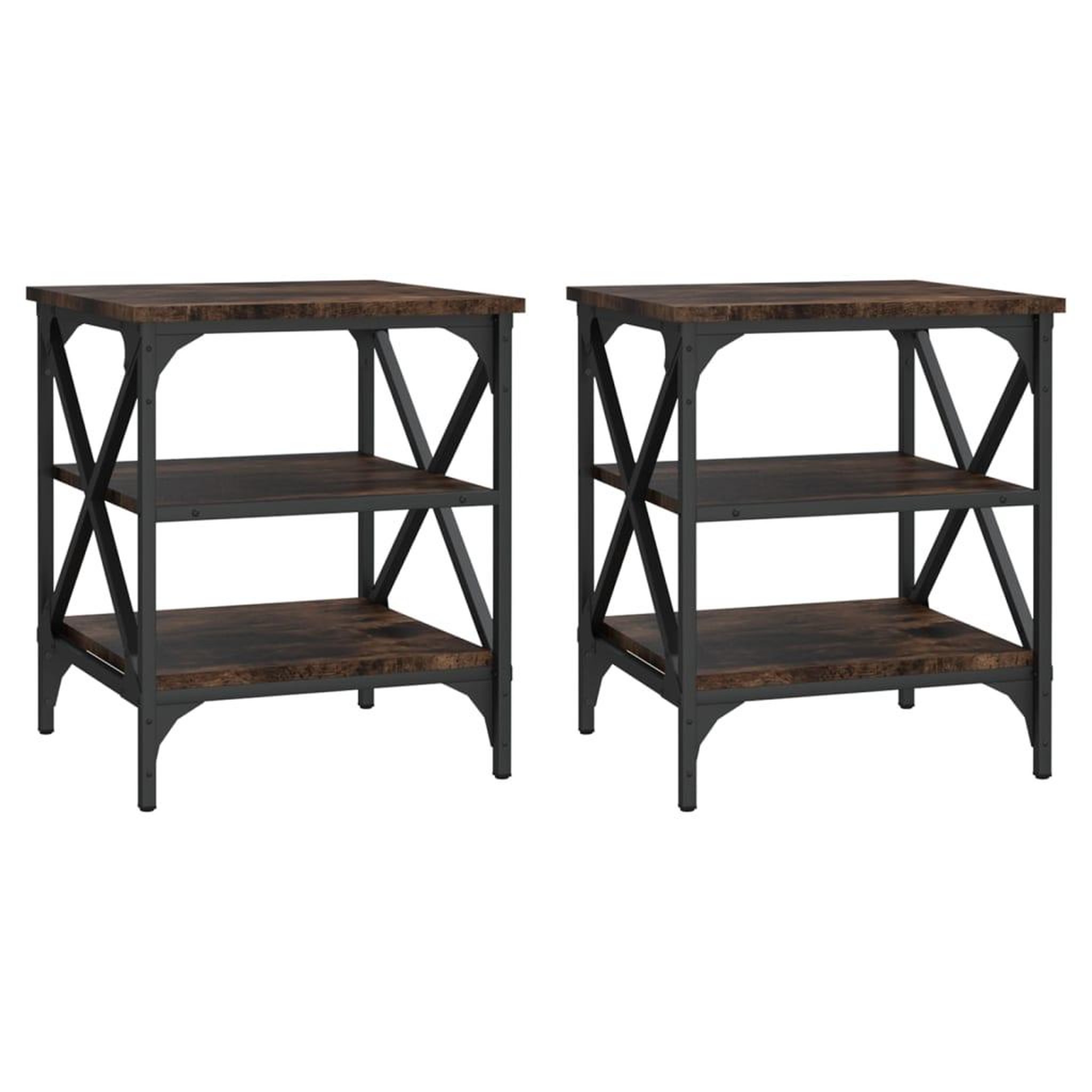Voir la diapositive 2 : VIDAXL Tables d'appoint 2 pcs Chene fume 40x42x50 cm Bois d'ingenierie