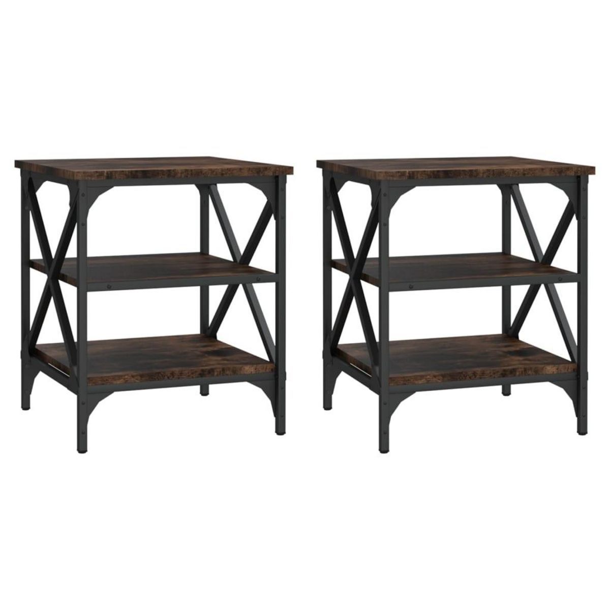 VIDAXL Tables d'appoint 2 pcs Chene fume 40x42x50 cm Bois d'ingenierie