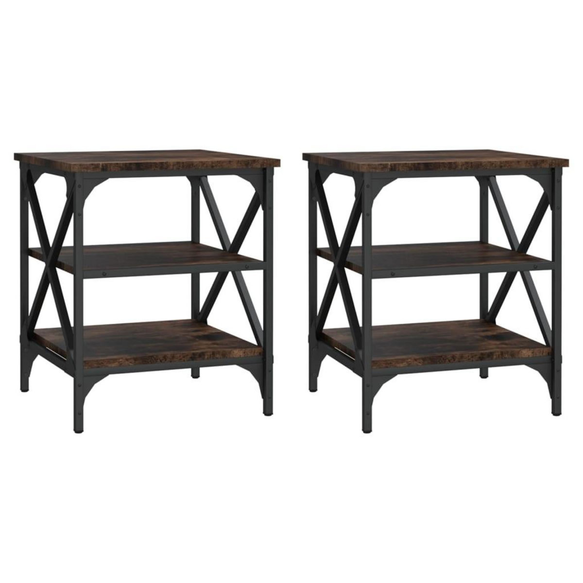 VIDAXL Tables d'appoint 2 pcs Chene fume 40x42x50 cm Bois d'ingenierie