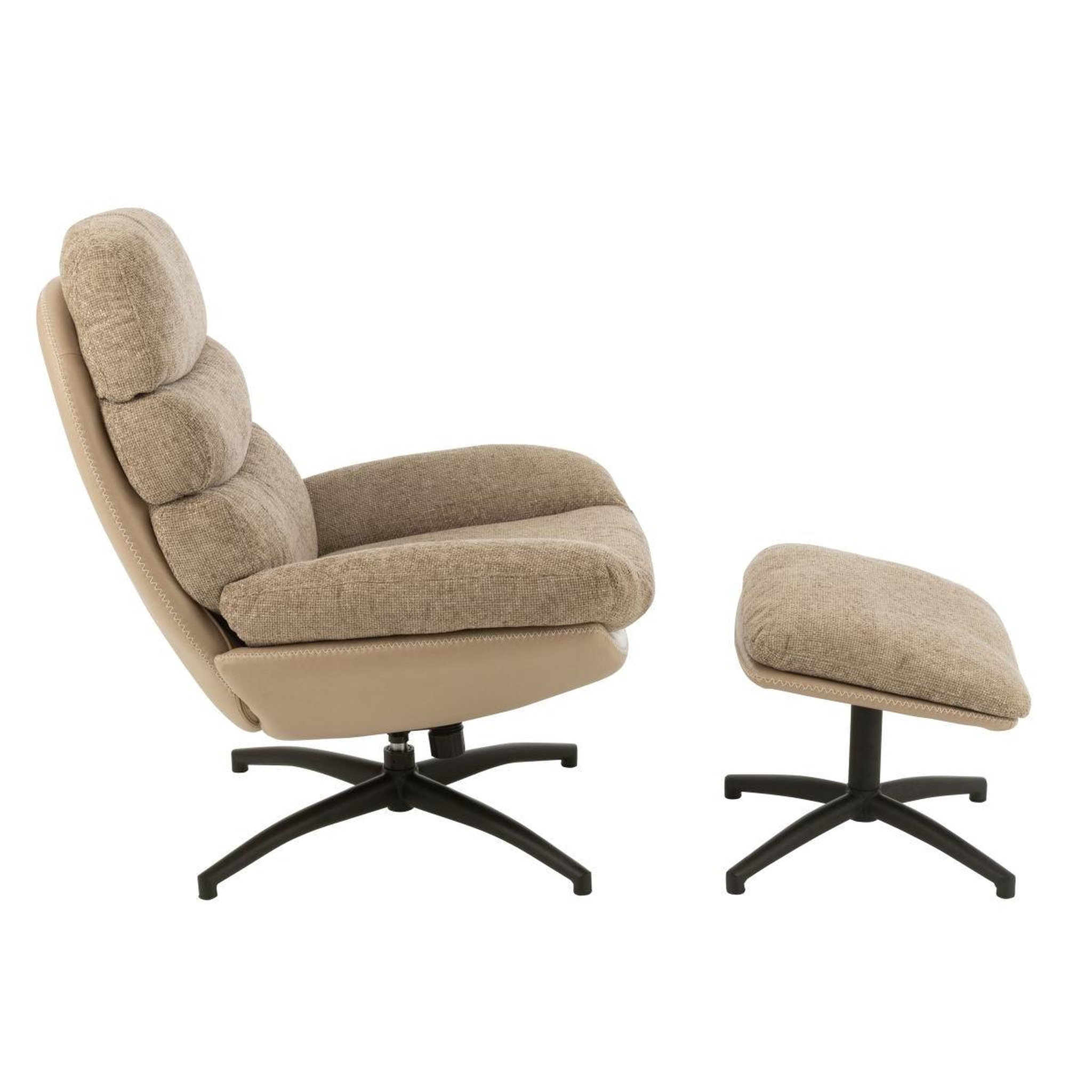 Voir la diapositive 3 : J-LINE Fauteuil Relax & Repose-Pieds  Multiplex  102cm Gris Foncé