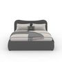 Voir la diapositive 1 : CONCEPT USINE Lit coffre 140x190cm design arrondi velours côtelé gris PLANO