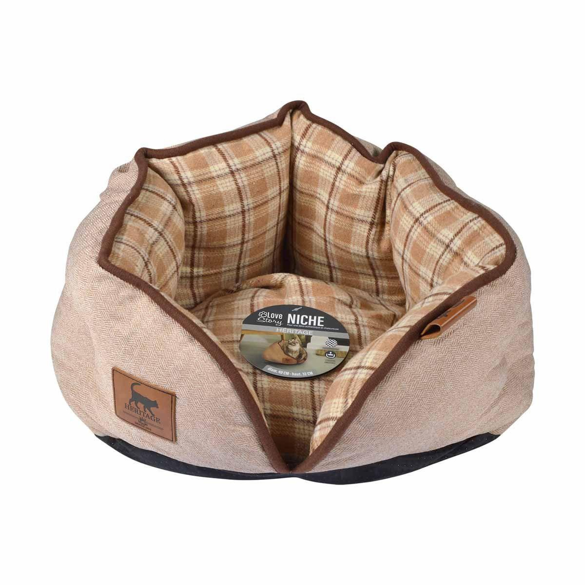 Voir la diapositive 2 : LOVE STORY Panier pour chien & chat  héritage  40cm écru