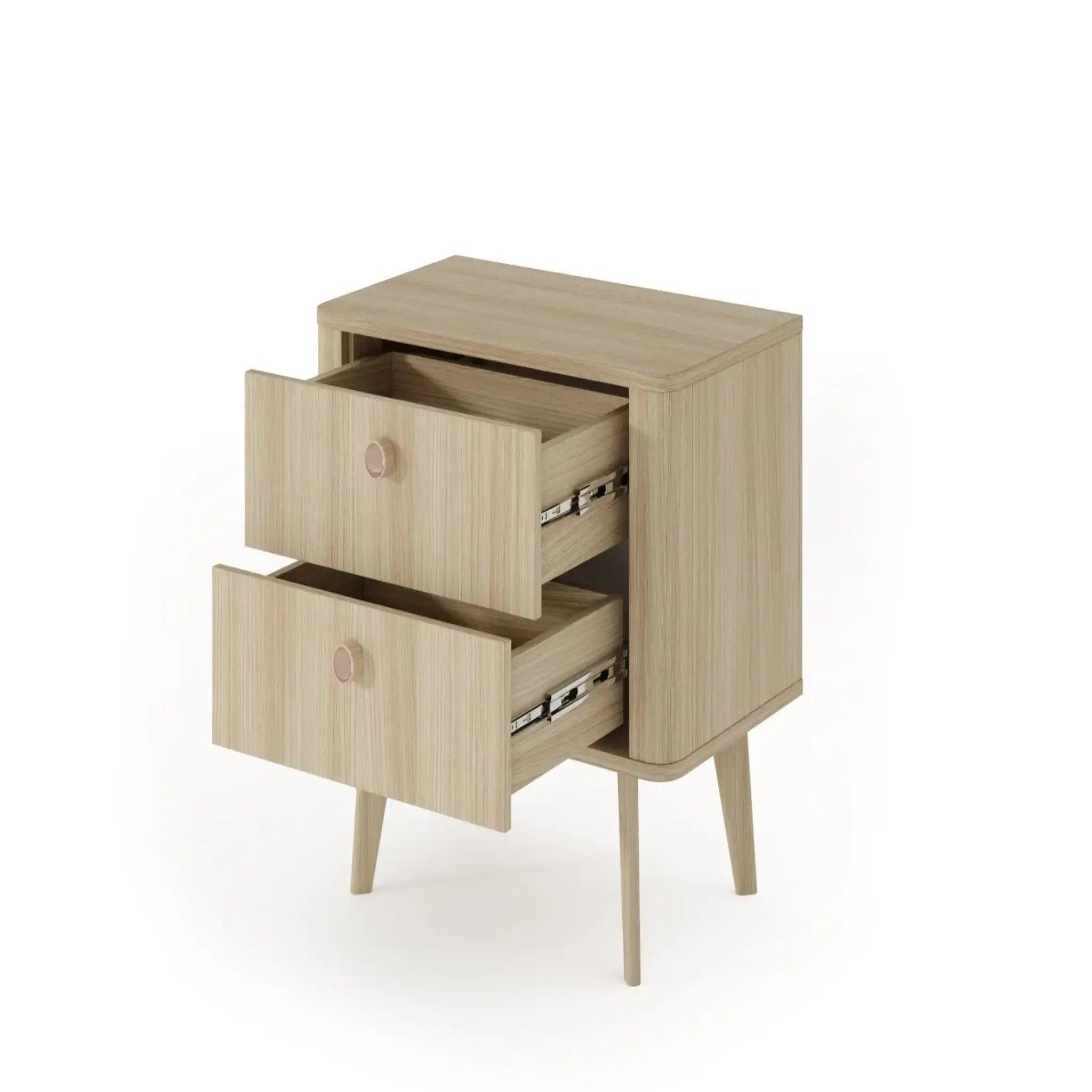 Voir la diapositive 5 : CASANOVA PARIS Elora - table de chevet 63cm2 tiroirs pieds bois