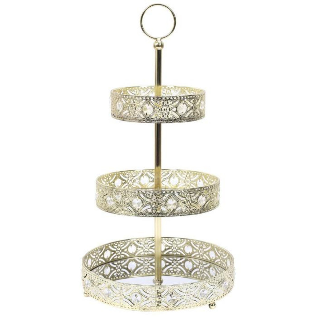 Paris Prix Plateau de Présentation Déco  3 Étages  43cm Or